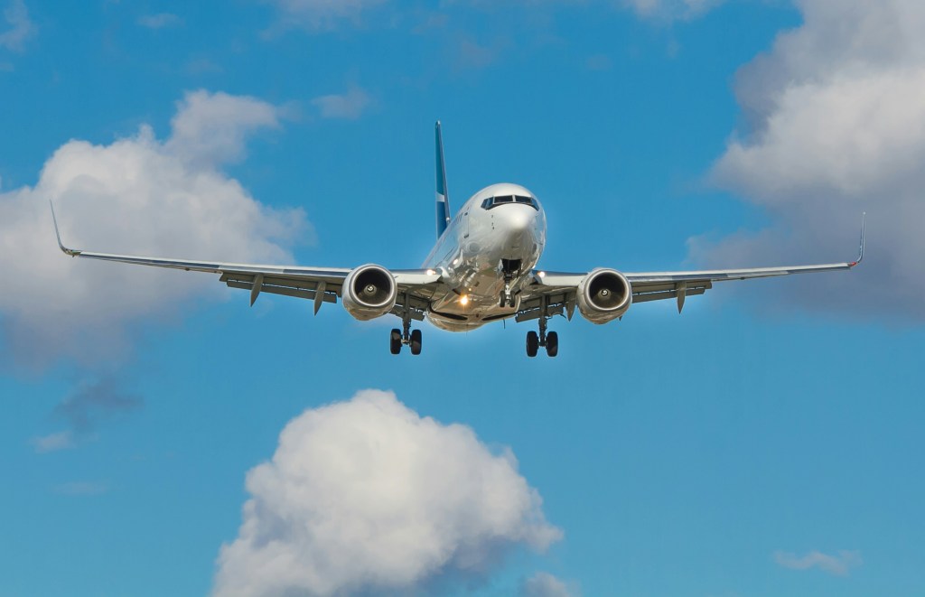 Commercial jetliner in flight